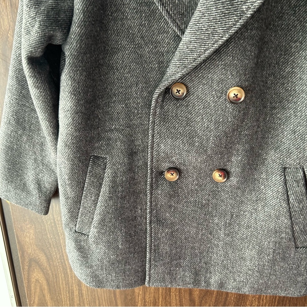 🆕 Cat & Jack Gray Tweed Faux Wool Double Breasted Lined Pea Coat Size M (8) - Picture 3 of 11